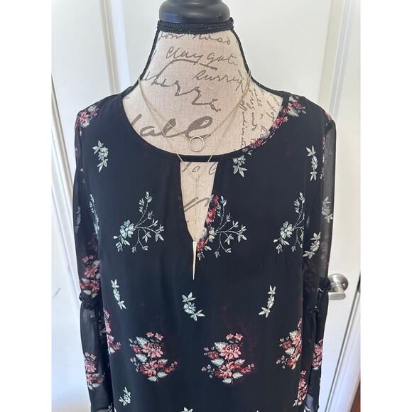 Xhilaration Juniors sz XL (Women's sz L) Boho Peasant Shift Dress Floral Hippie - Picture 2 of 6